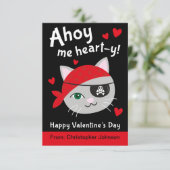 海賊猫クラスルームのバレンタイン子供へカード 招待状 (スタンド正面)