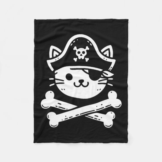 海賊猫クロスボーン猫好き猫猫オーナー フリースブランケット (正面)