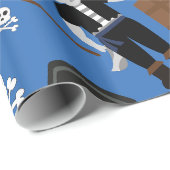 海賊猫スカルクロスボーンブルー ラッピングペーパー (ロールコーナー)