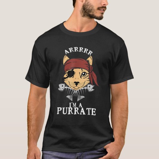 海賊猫 あっrrr にゃるらて ねこ 眼帯 魚の骨 G Tシャツ (正面)