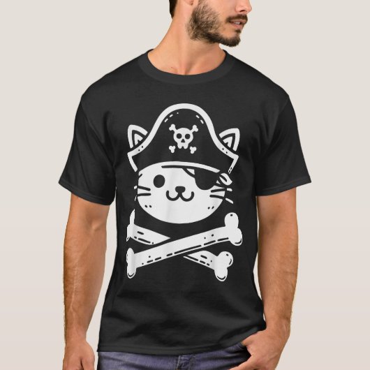 海賊猫 ジョリー・ロジャー 猫好き ねこ ネコ 愛猫家 ギフト Tシャツ (正面)