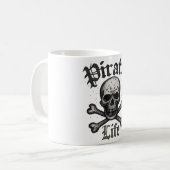 海賊生活 ドクロ＆クロスボーン グランジデザイン コーヒーマグカップ (正面左)
