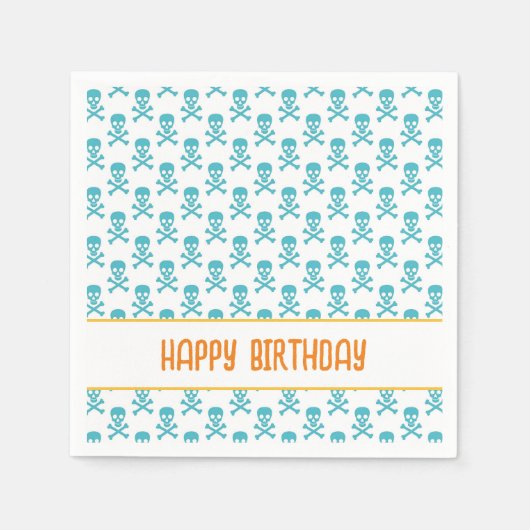 海賊石骨ハッピーバースデーキッズカラフルおもしろい スタンダードカクテルナプキン (正面)