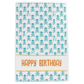 海賊石骨ハッピーバースデーキッズカラフルおもしろい ミディアムペーパーバッグ (正面)