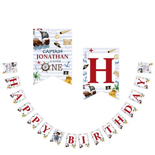 海賊第一ハッピーバースデーパーティー バンティングフラッグ