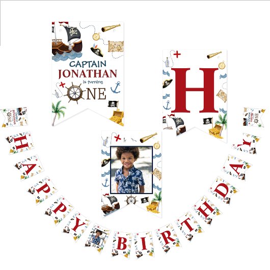 海賊第一ハッピーバースデーパーティー バンティングフラッグ