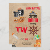 海賊第二誕生日ボーイ二歳パーティー 招待状 (正面/裏面)