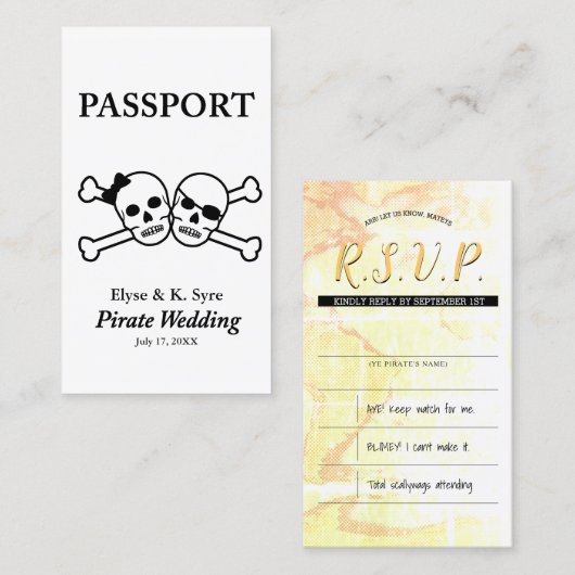 海賊結婚式の出欠 名刺 (正面/裏面)