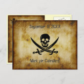 海賊結婚式Save the Date Postcard 案内ポストカード (正面/裏面)