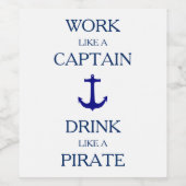 海賊航海ののように大尉が飲むような仕事 ワインラベル (シングルラベル)