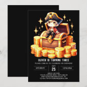 海賊航海のエレガント誕生日 招待状 (正面/裏面)