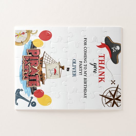 海賊航海の海ありがとう誕生日ギフトカード ジグソーパズル (横)