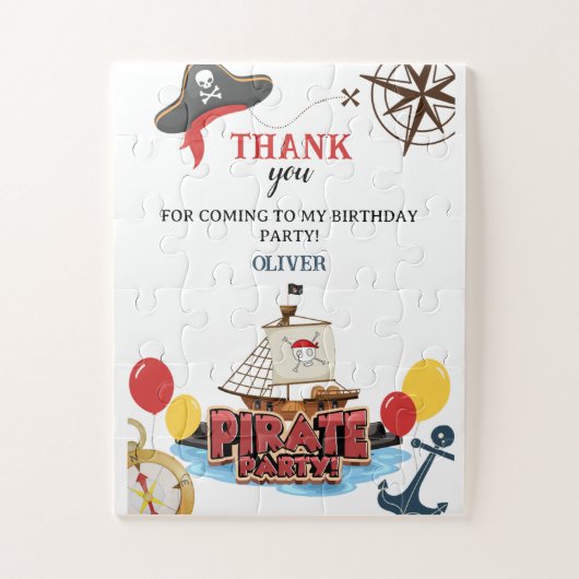 海賊航海の海ありがとう誕生日ギフトカード ジグソーパズル (縦)