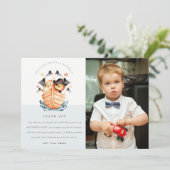 海賊航海の船ライオンキュブキッズフォト誕生日 サンキューカード (スタンド正面)