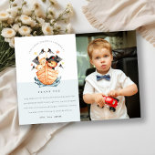 海賊航海の船ライオンキュブキッズフォト誕生日 サンキューカード