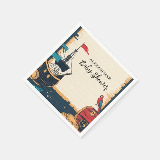 海賊航海の赤ちゃんシャワー スタンダードカクテルナプキン (角)