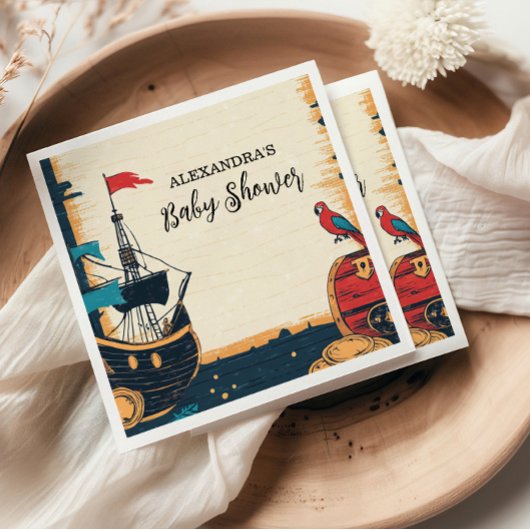 海賊航海の赤ちゃんシャワー スタンダードカクテルナプキン