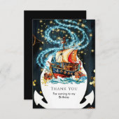 海賊船お洒落航海の誕生日 サンキューカード (正面/裏面)