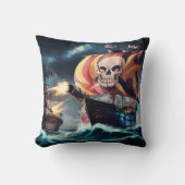 海賊船が大砲で海戦を行う クッション (正面)