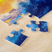 海賊船が日没に沈む公海 ジグソーパズル (側面)