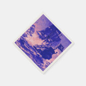 海賊船が青いピンク色で戦う スタンダードカクテルナプキン (角)