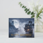 海賊船とお城 ハッピーバースデー ポストカード (スタンド正面)
