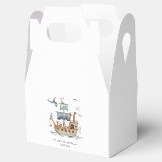 海賊船と動物の子供のパーティー フェイバーボックス (オープン)