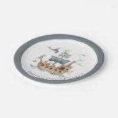 海賊船と動物の子供のパーティー ペーパープレート (アングル)