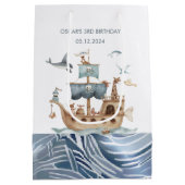 海賊船と動物の子供のパーティー ミディアムペーパーバッグ (裏面)