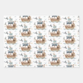 海賊船と動物の子供のパーティー ラッピングペーパーシート (正面)