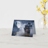 海賊船と城ハッピーバースデー カード (黄色い花)