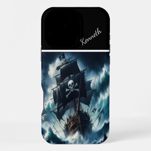 海賊船と嵐の戦い iPhoneケース (裏面)