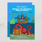 海賊船と海の怪物誕生会 招待状 (正面/裏面)