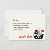 海賊船と骸骨の漫画の子供の誕生日パーティー サンキューカード (正面)