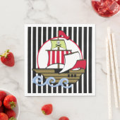 海賊船と黒ストライプ船 スタンダードランチョンナプキン (インサイチュ)