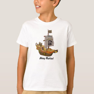 海賊船のどくろ印の旗の子供2 Tシャツ
