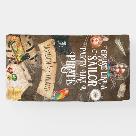 海賊船のような船乗りパーティーのようなクルーズ 横断幕 (横)