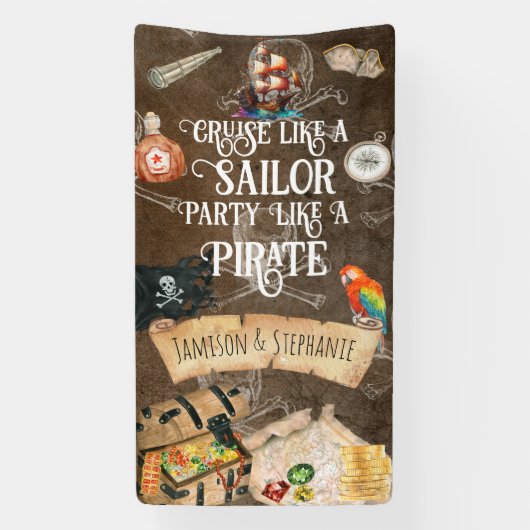 海賊船のような船乗りパーティーのようなクルーズ 横断幕 (縦)