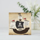 海賊船のコスチュームテーマパーティーの地図の招待状 招待状 (スタンド正面)