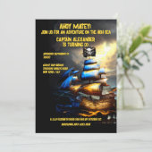 海賊船のジョリー・ロジャー旗 水彩画 あなたも海賊に、仲間よ 招待状 (スタンド正面)