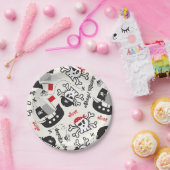 海賊船のスカルの男の子の誕生会の名前をカスタムする ペーパープレート (パーティー)