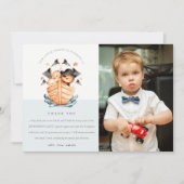 海賊船のライオンの子どもの写真の誕生日 サンキューカード (正面)