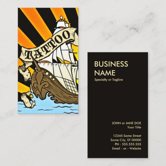 海賊船の刺青 名刺 (正面/裏面)
