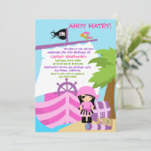 海賊船の女の子の誕生日のパーティの招待状 招待状 (スタンド正面)