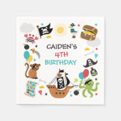 海賊船の宝物の誕生日パーティー スタンダードカクテルナプキン (正面)