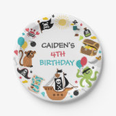 海賊船の宝物の誕生日パーティー ペーパープレート (正面)