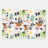 海賊船の宝物の誕生日パーティー ラッピングペーパーシート (正面3)