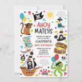 海賊船の宝物の誕生日パーティー 招待状 (正面)