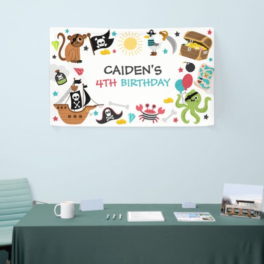 海賊船の宝物の誕生日パーティー 横断幕 (トレードショー)