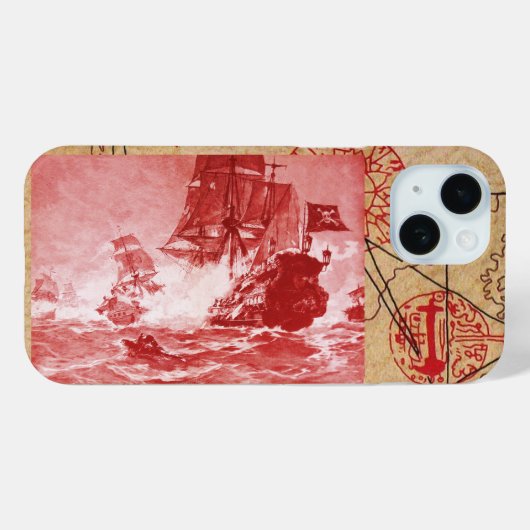 海賊船の戦い、アンティーク海賊の宝石図 Case-Mate iPhoneケース (裏面 (横))